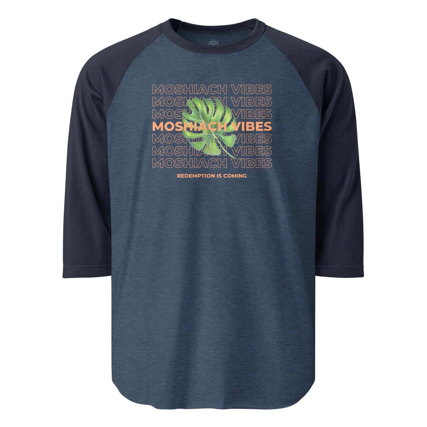 Moshiach Vibes — navy — baseball tee — front view